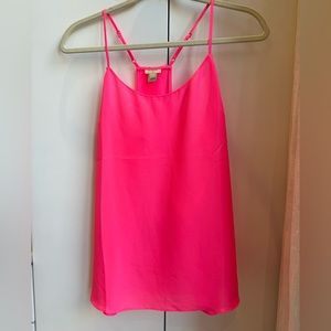 J. Crew Silk Racer Back Tank | Size M | Color: Neon Pink